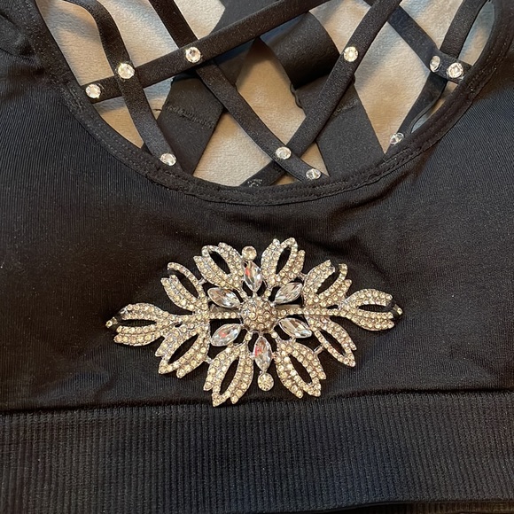 Hand bedazzled performance/audition sports bra/top - Picture 2 of 10